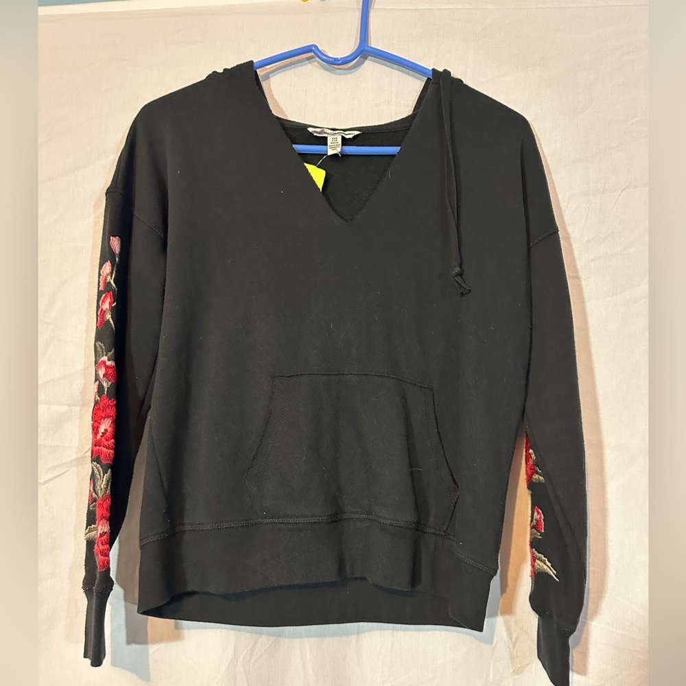 American Eagle Hoodie with Roses on the Sleeves